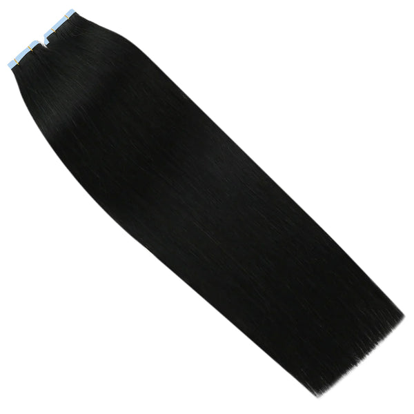 Tape In Hair Extensions 100% Virgin Human Hair Jet Black (#1)