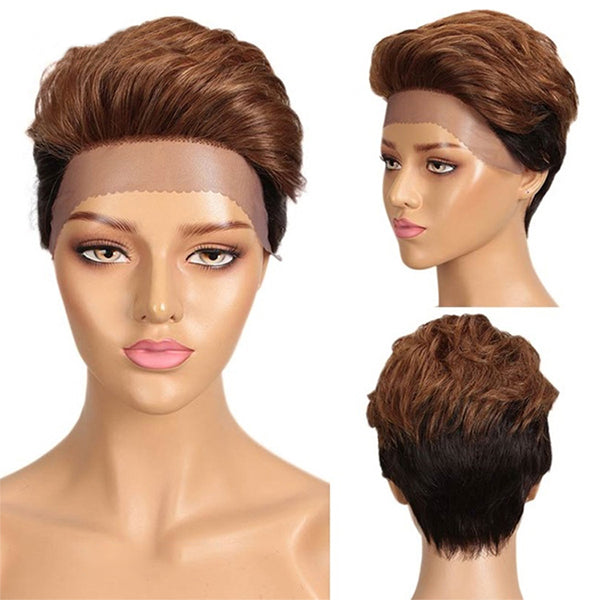Tina | Short Pixie Cut Wavy Wig | Lace Front Human Hair Wigs