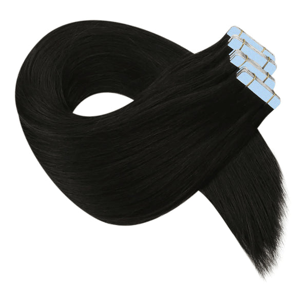 Tape In Hair Extensions 100% Virgin Human Hair Off Black (#1B)