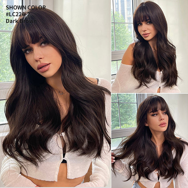 Ariel | Long Beach Waves | Synthetic Wigs With Bangs