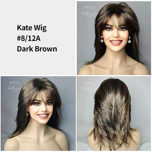 Kate | Straight Layered Style with Bangs | Synthetic Wig (Basic Cap)