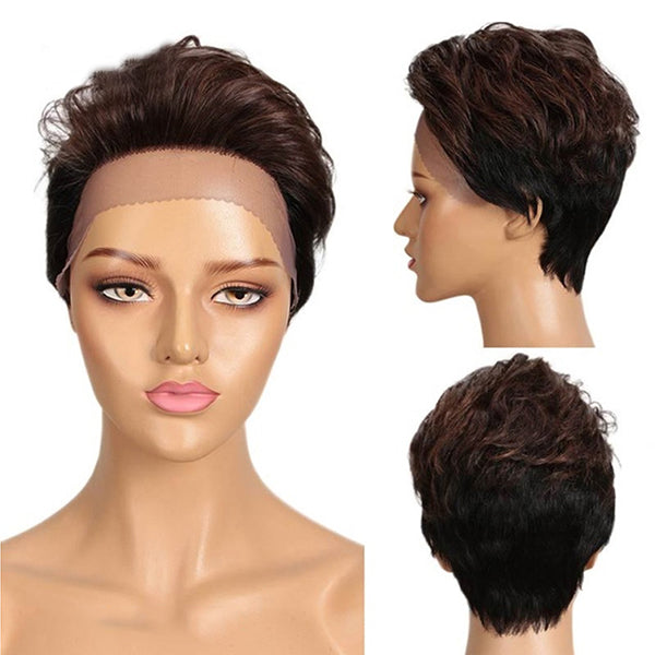 Tina | Short Pixie Cut Wavy Wig | Lace Front Human Hair Wigs