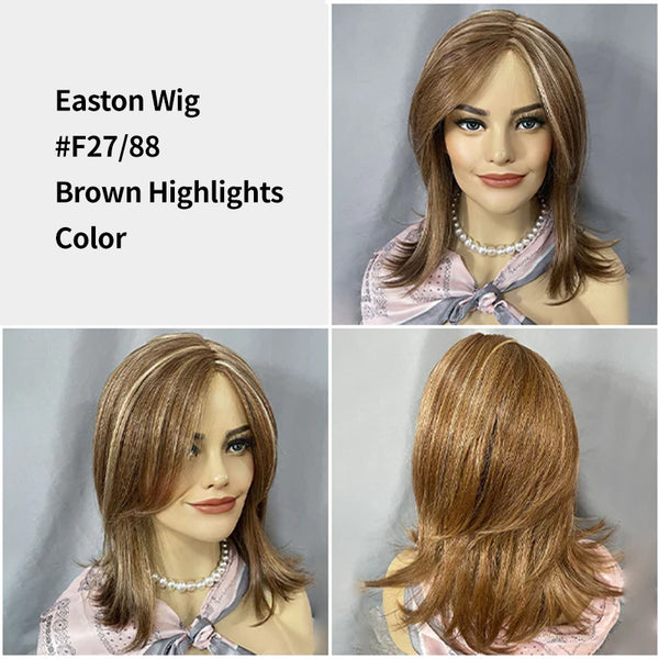 Easton | 15'' Layers Straight Synthetic Lace Front Wig (Mono Part)