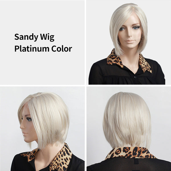 Sandy | Bob With Bangs | Straight Synthetic Wigs (Lace Front)