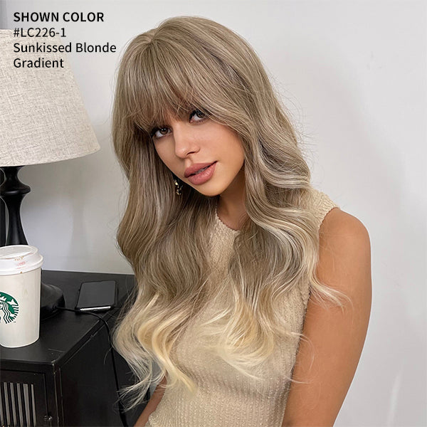 Ariel | Long Beach Waves | Synthetic Wigs With Bangs