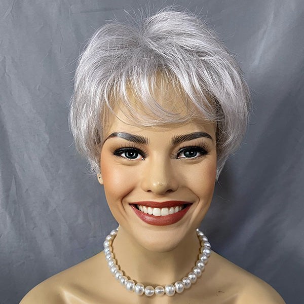 Anne | Short Salt And Pepper Pixie | Synthetic Wig (Basic Cap)