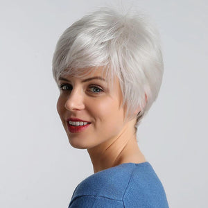 Short Pixie Cut Wig 30% Human Hair Wig Mix Heat Resistant Synthetic Wigs - Inner Bellezza
