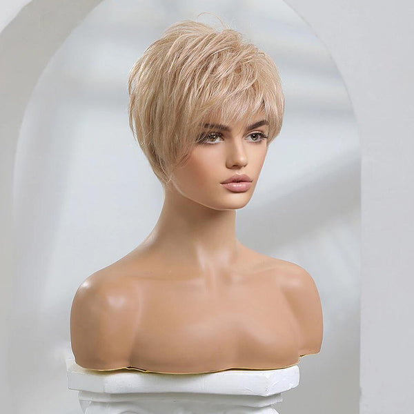 Short Champagne Blonde Pixie Cut Human Hair Wig - Inner Bellezza