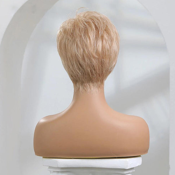 Short Champagne Blonde Pixie Cut Human Hair Wig - Inner Bellezza