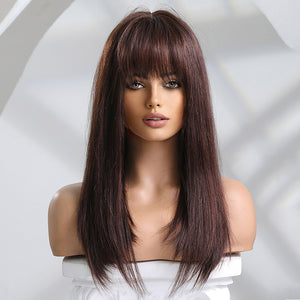 Mid-Length Wigs Dark Brown Remy Human Hair - Inner Bellezza