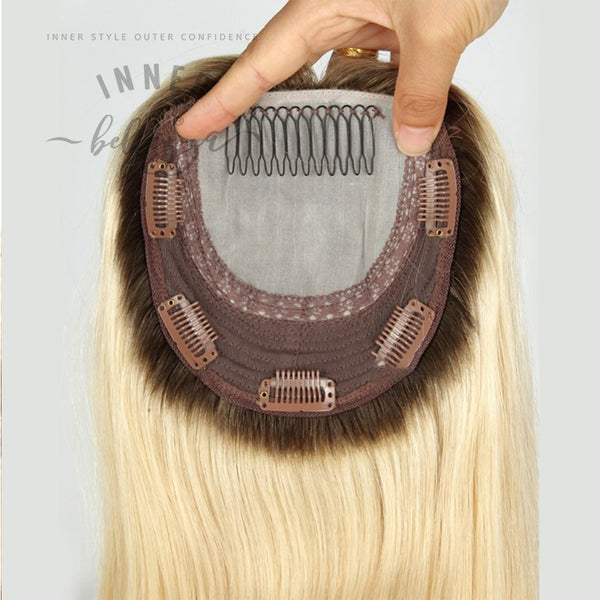 Kayla |Ombre Blonde | 5.5"x5.5" European Human Hair Topper - Inner Bellezza