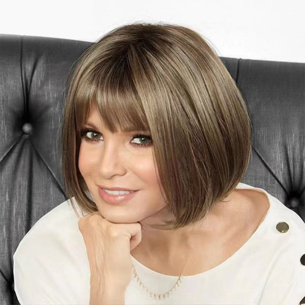 Shannon | Fashionable Chin-Length Layers Bob Wig with Smooth (Lace Part)