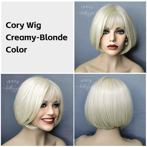 Cory | Classic Bob with Textured Fringe |Synthetic Wig