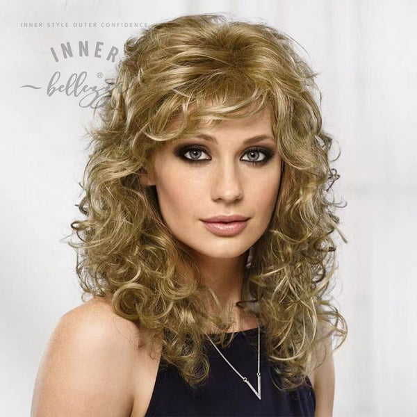 Auburn/Blonde Long Relaxed Curls Hair Synthetic Natural Wigs - Inner Bellezza